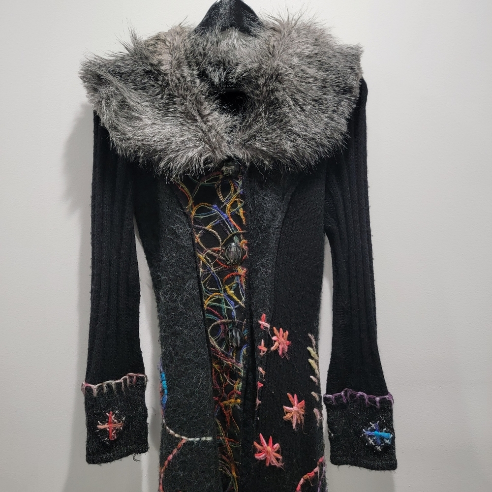Griffolie Paris Designer Abstract Fur Dress Coat Size 1 - Picture 4 of 7